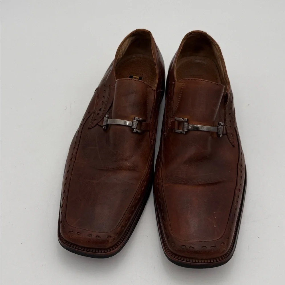 Stacy Adams Dark Brown Leather Slip-On Loafers mens .11M casual office event Y2K